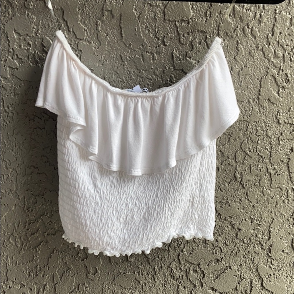 Strapless white crop top